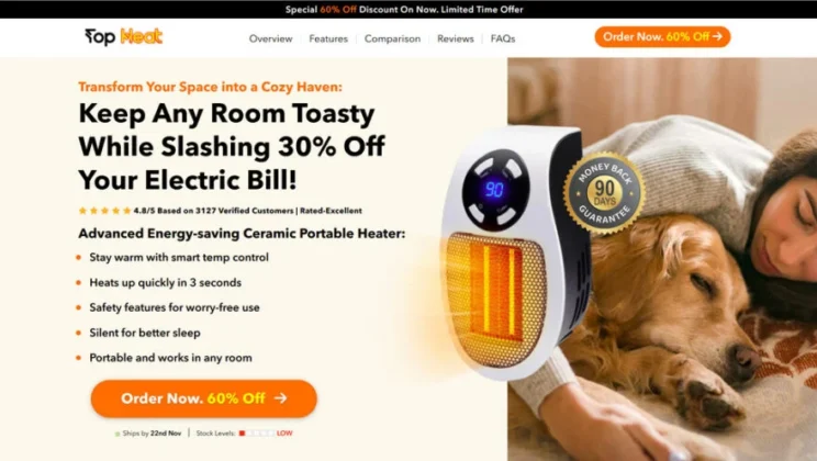 Top Heat Reviews – Portable Space Heaters for Warm & Cozy Rooms! TopHeat Ceramic Heater